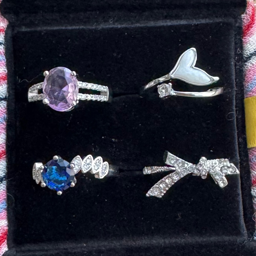 4pc Silver Adjustable Ring Bundle - image 1